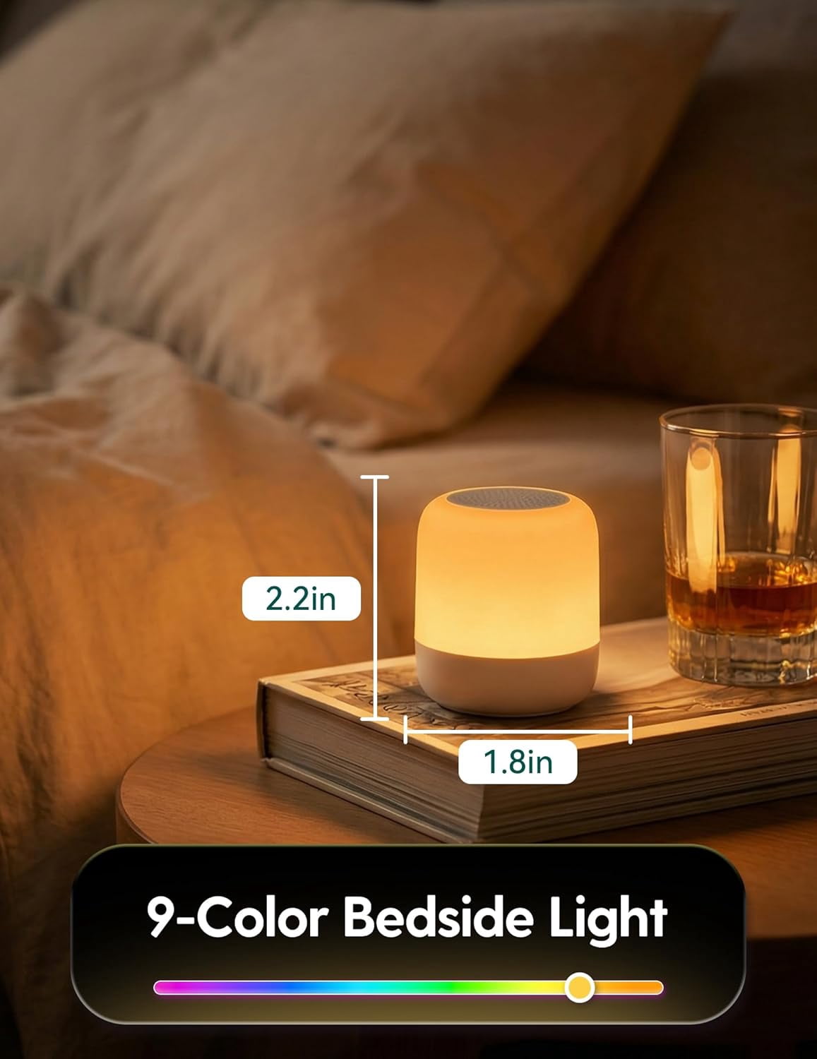 RGHJAR-Pocket Glow White Noise Sound Machine - Upgraded 9 Color Night Lights, 20 Non-Looping Sounds, Timer & Memory Function, Portable for Adults & Babies, White