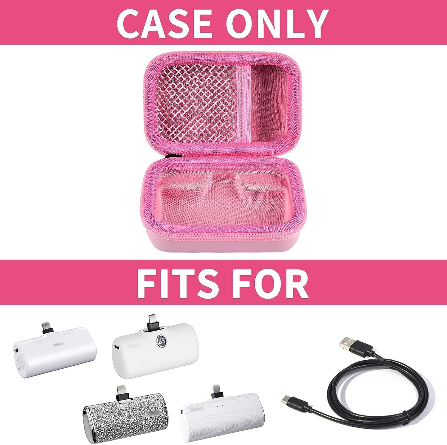 RGHJAR-Portable Charger Power Bank Case for Swyop/for Feob/for Charmast/for JEJILL/for LanLuk/for VEGER/for iWALK/for Taegila/for Kuulaa and More Small Charging Battery Pack - Bag Only (Pink)