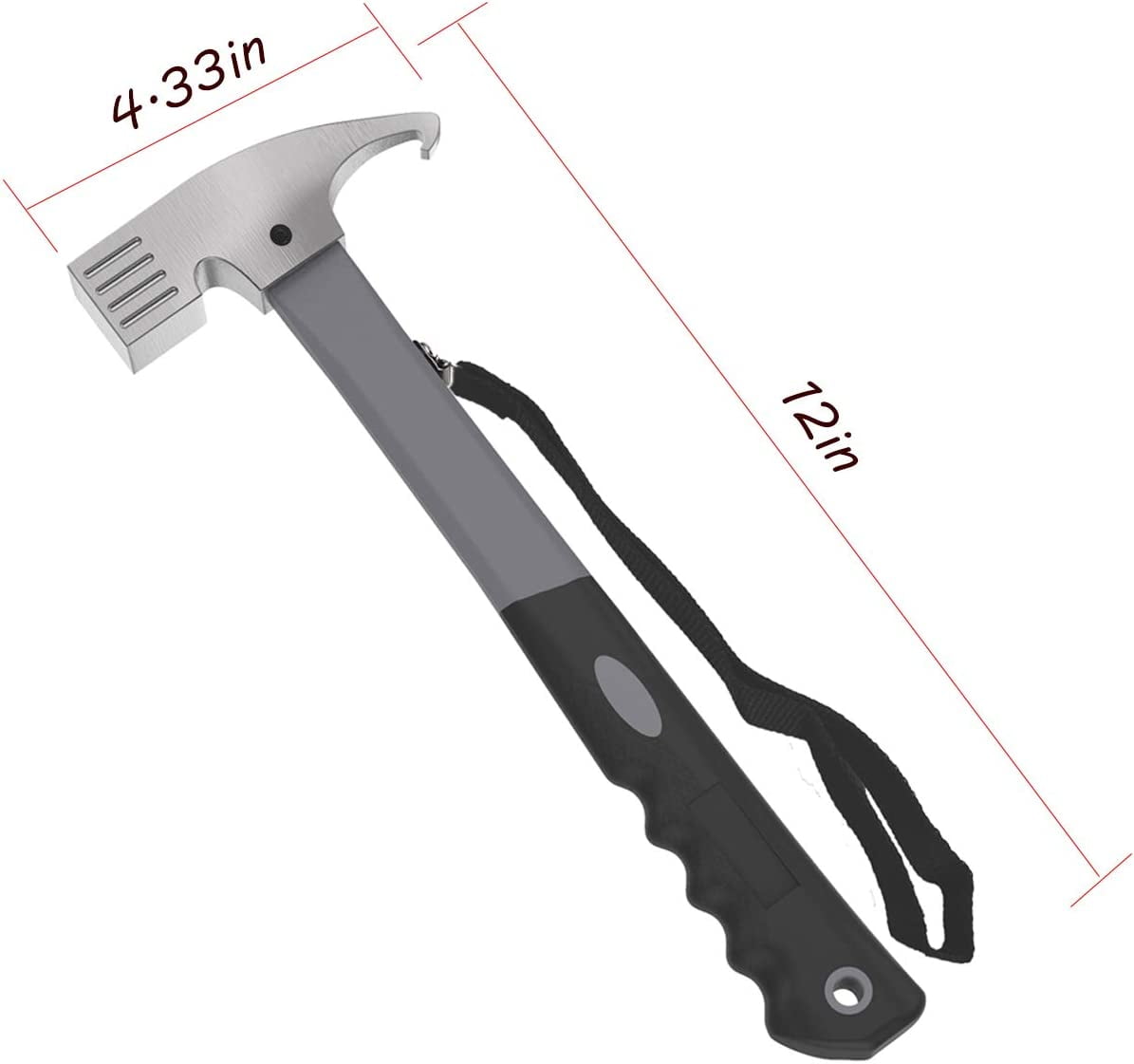 RGHJAR-Professional Camping Hammer with Stake Puller - 17oz Multi-Functional Tent Mallet for Outdoor Use, Anti-Slip Rubber Grip & Safety Lanyard
