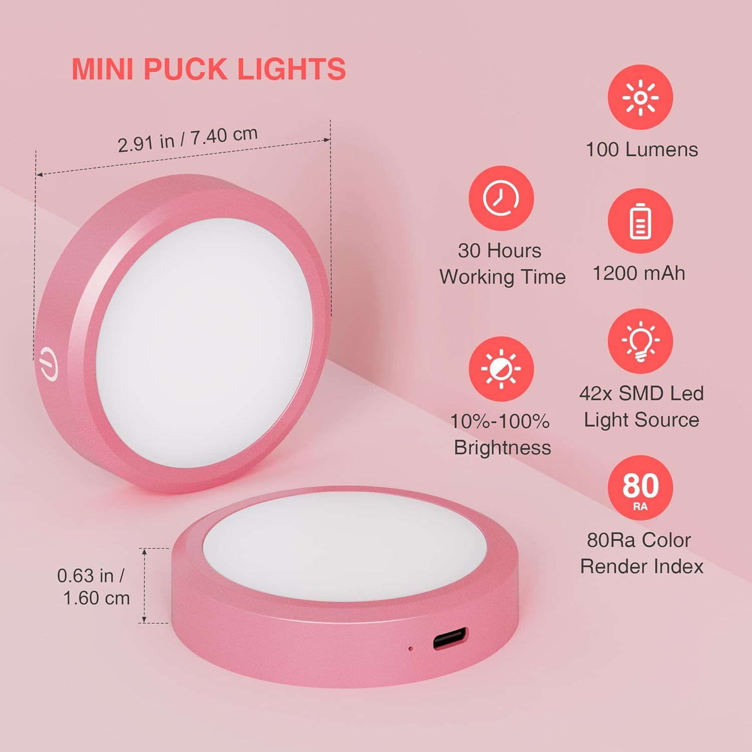 RGHJAR-Rechargeable Puck Lights with Remote Control,LED Under Cabinet Light with Full-Screen,3 Color Temperatures Stick On Light Wireless, Tap Lights for Kitchen,Cabinet,Counter,Closet,Shelf,2 Pack,