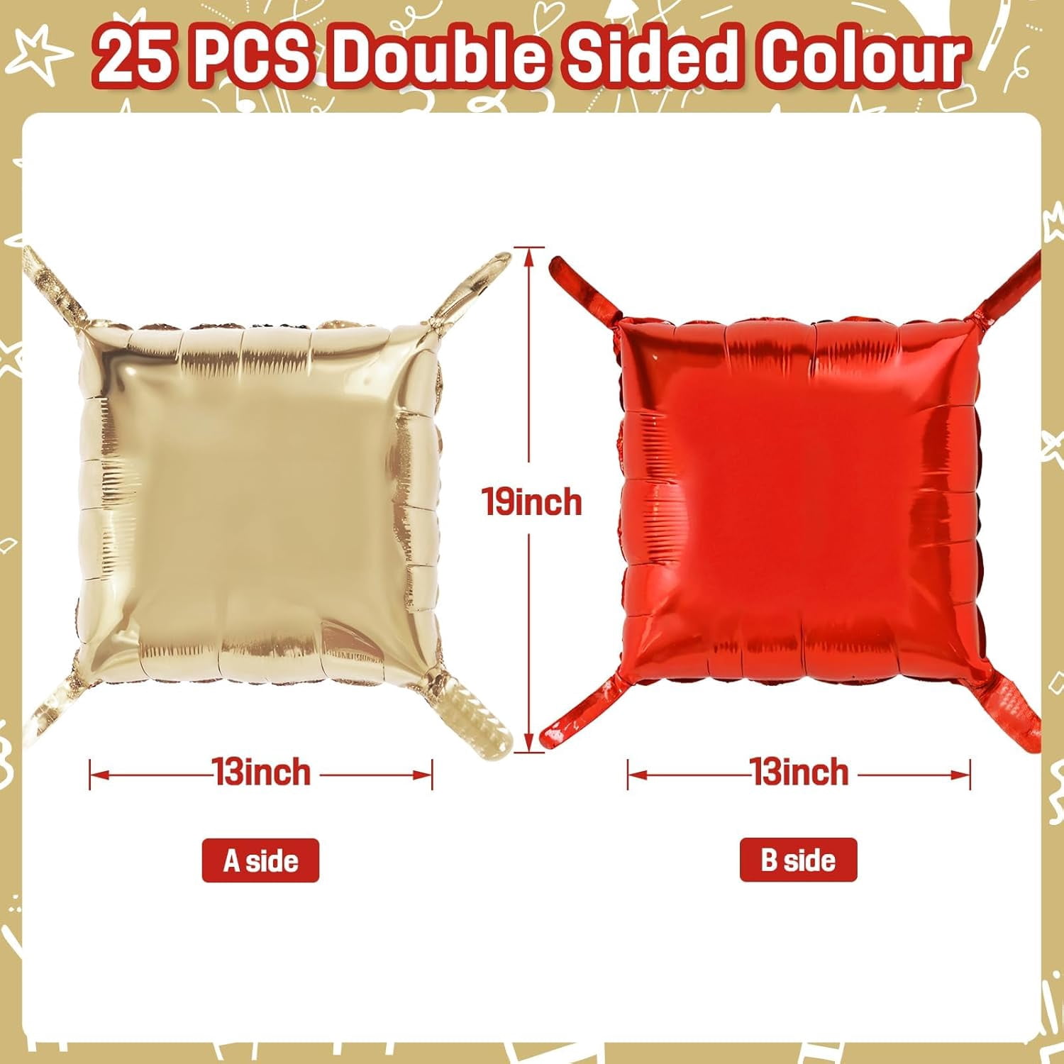RGHJAR-Red and Gold Square Foil Balloons Wall, Double Sided Chrome Light Gold and Red Balloons Tunnel Arch Kit Backdrop for New Year 2026 Birthday Graduation Wedding Valentine's Day Party Decorations