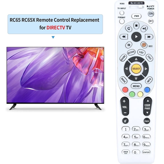 RGHJAR-Replacement IR Remote Control for DIRECTV RC65 / RC65X / RC65RX / RC66 / RC66X 4-Device LCD LED HDTV A/V Receiver, Compatible with H20 HR20 H21 HR21 HR22 H23 HR23 H24 HR24 H25 R15 R16 R22 D11