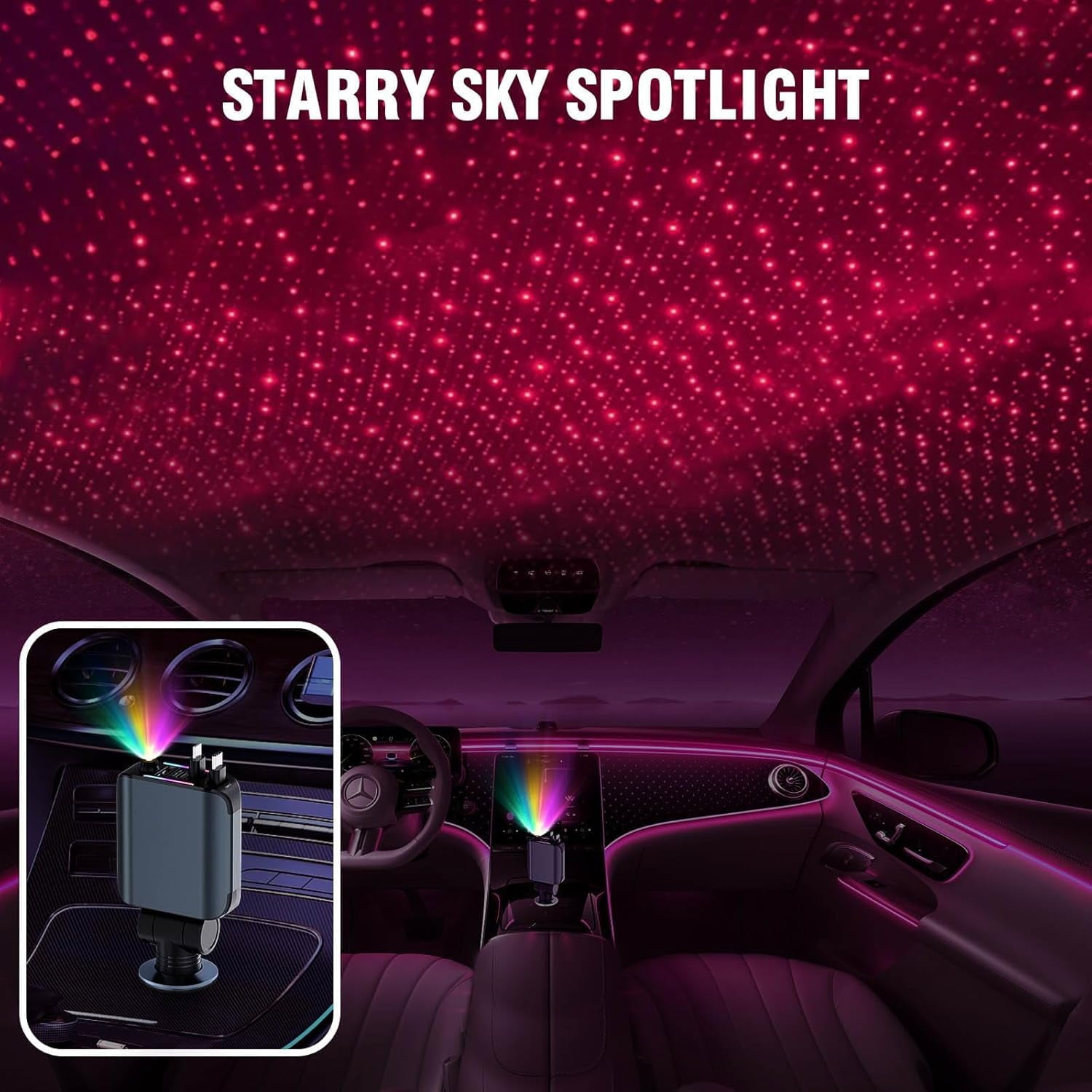 RGHJAR-Retractable Car Charger with Starlight, 4 in 1 [120W] USB C for iPhone and Android Car Charger Fast Charging, Compatible with iPhone 16/15/14/13/12/11, Valentines Gifts for Women Men (Dark Gre