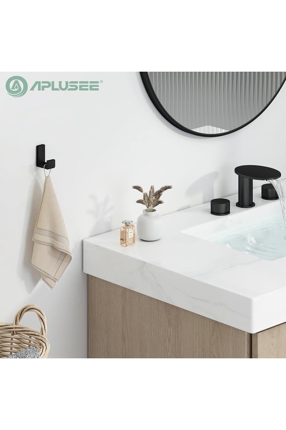 -Robe Towel Hook, SUS 304 Stainless Steel Modern L Shape Practical Coat Hook, Utility Shower Towel Hanger for Bathroom Kitchen Home Storage (Matte Black)