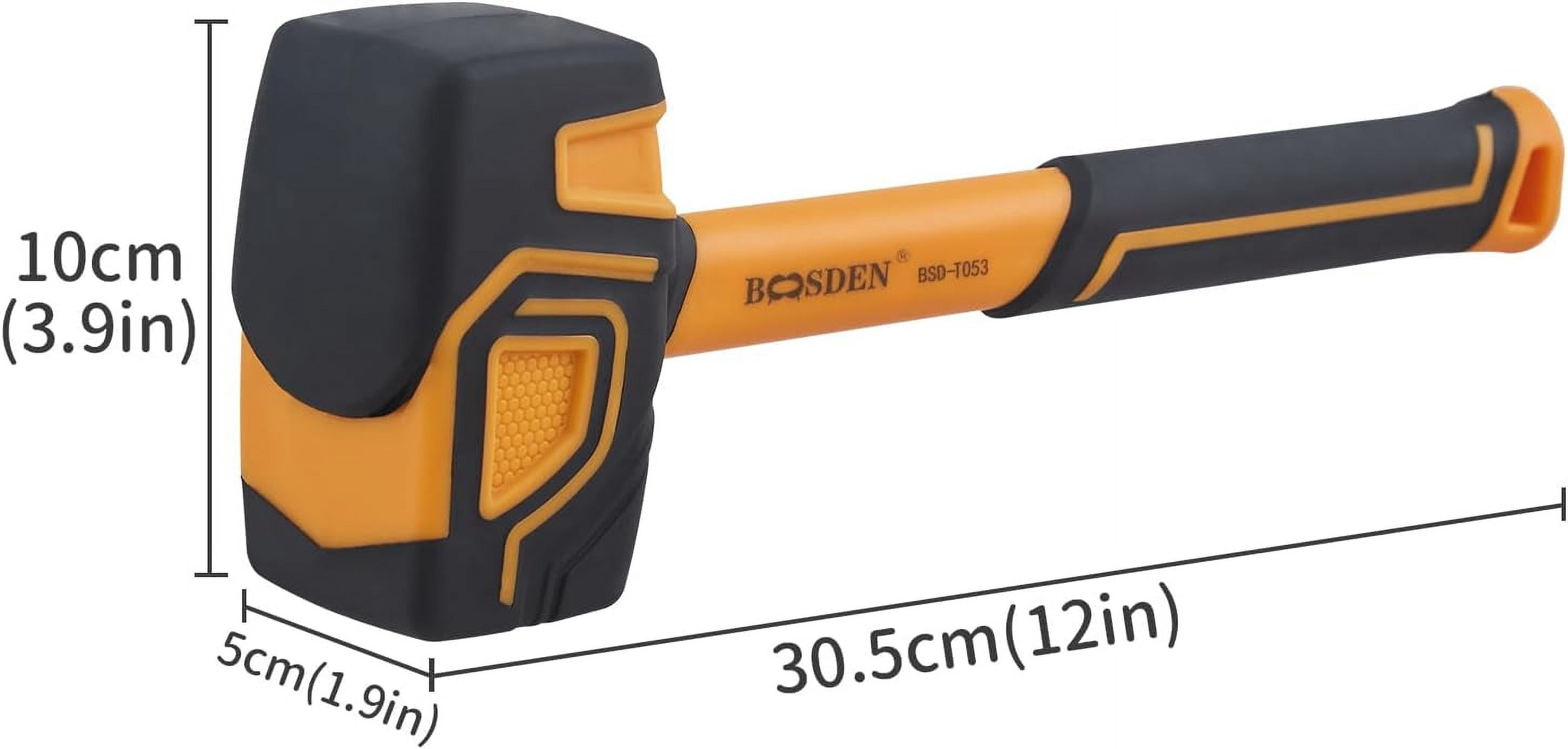 RGHJAR-Rubber Mallet, 20 oz Rubber Mallet Hammer, Rubber Hammer with Hook, Mallet Hammer with Solid Head & Ergonomic Grip Handle, Soft Face Hammer, No Damage for Flooring, Woodworking and Camping