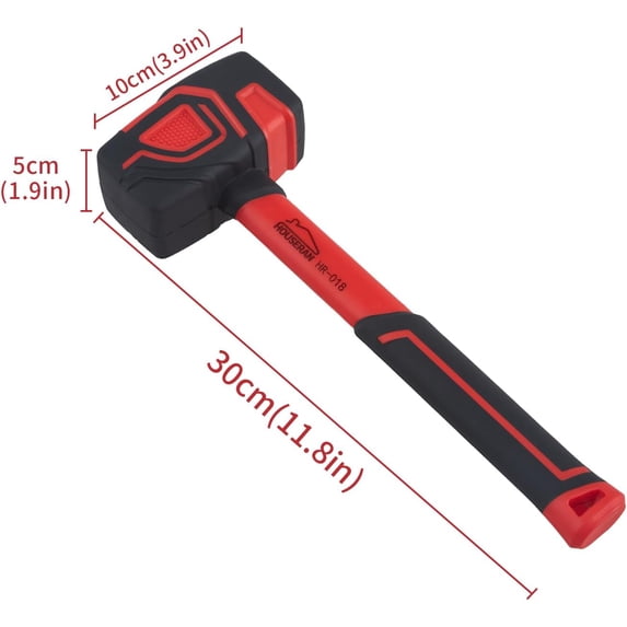 RGHJAR-Rubber Mallet, Rubber Mallet Hammer with Hook, 20 oz Rubber Hammer with Solid Rubber Head & Non-Slip Soft Grip, Mallet Hammer for Woodworking, Flooring, DIY Projects and Soft Blow Tasks