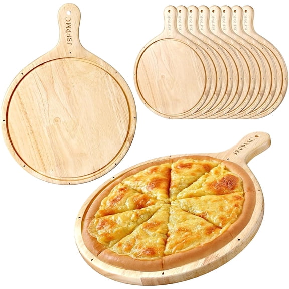 RGHJAR-Rubber Wood Cutting Board with Handle, Round Serving Board, Dining Board, Chopping Board for Meat, Cheese Board, Vegetables, Bread, Charcuterie, Large 16"x12"x0.6"