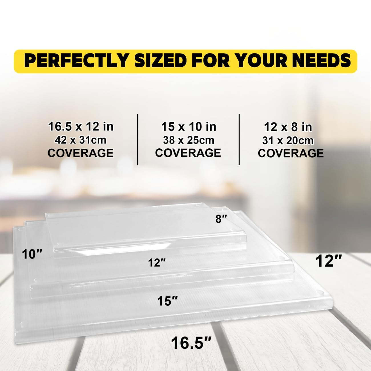 RGHJAR-Set of 3 Acrylic Cutting Board with Counter Lip, Clear Cutting Board Set for Countertop Protector, Non-Slip Dough Mat, Minimalist Kitchen Decor, House Warming Gifts New Home(16.5"x12"/15"x10"/