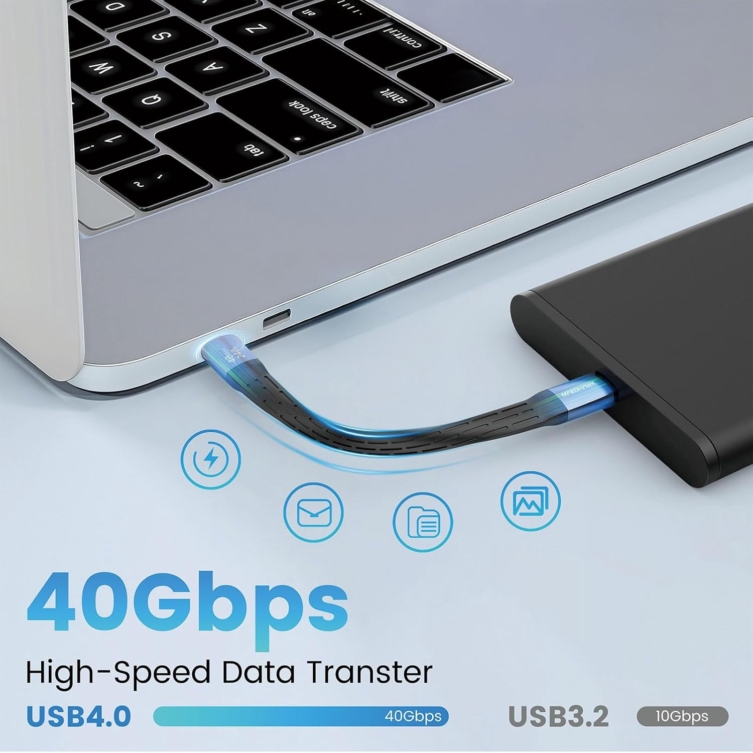 RGHJAR-Short USB-C Cable, 240W PD Fast Charging, 40Gbps Data Transfer, USB C to C Short Cable [5.9 inch] for Phone, ipad, Android, Laptop, External SSD and More Type-C Devices