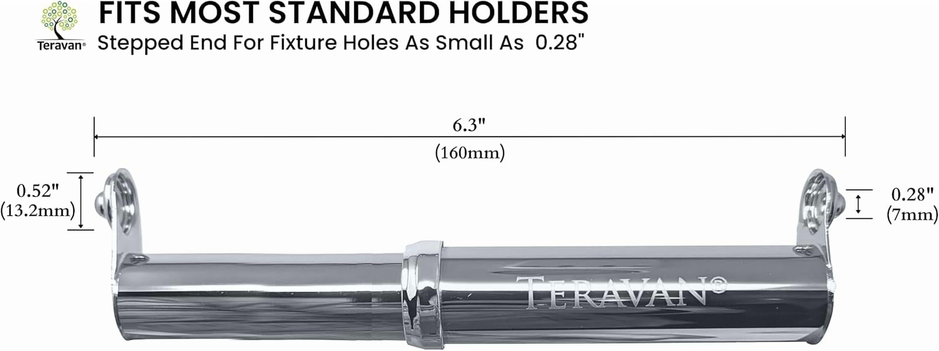 RGHJAR-Stainless Steel Standard Extender - Modern Look Metal Toilet Paper Holder Spring-Loaded Replacement Spindle for Bigger Rolls Fits Standard Fixtures