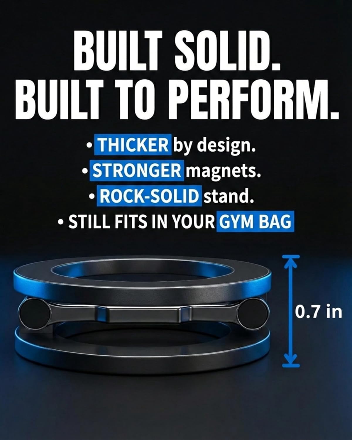 RGHJAR-Thick Gym Magnetic Phone Mount & Stand – Dual-Sided Strong Magnet Holder for MagSafe & Android – All Metal Zinc Alloy – Adjustable Kickstand – Attaches to Metal Surfaces – Not Pocket Size