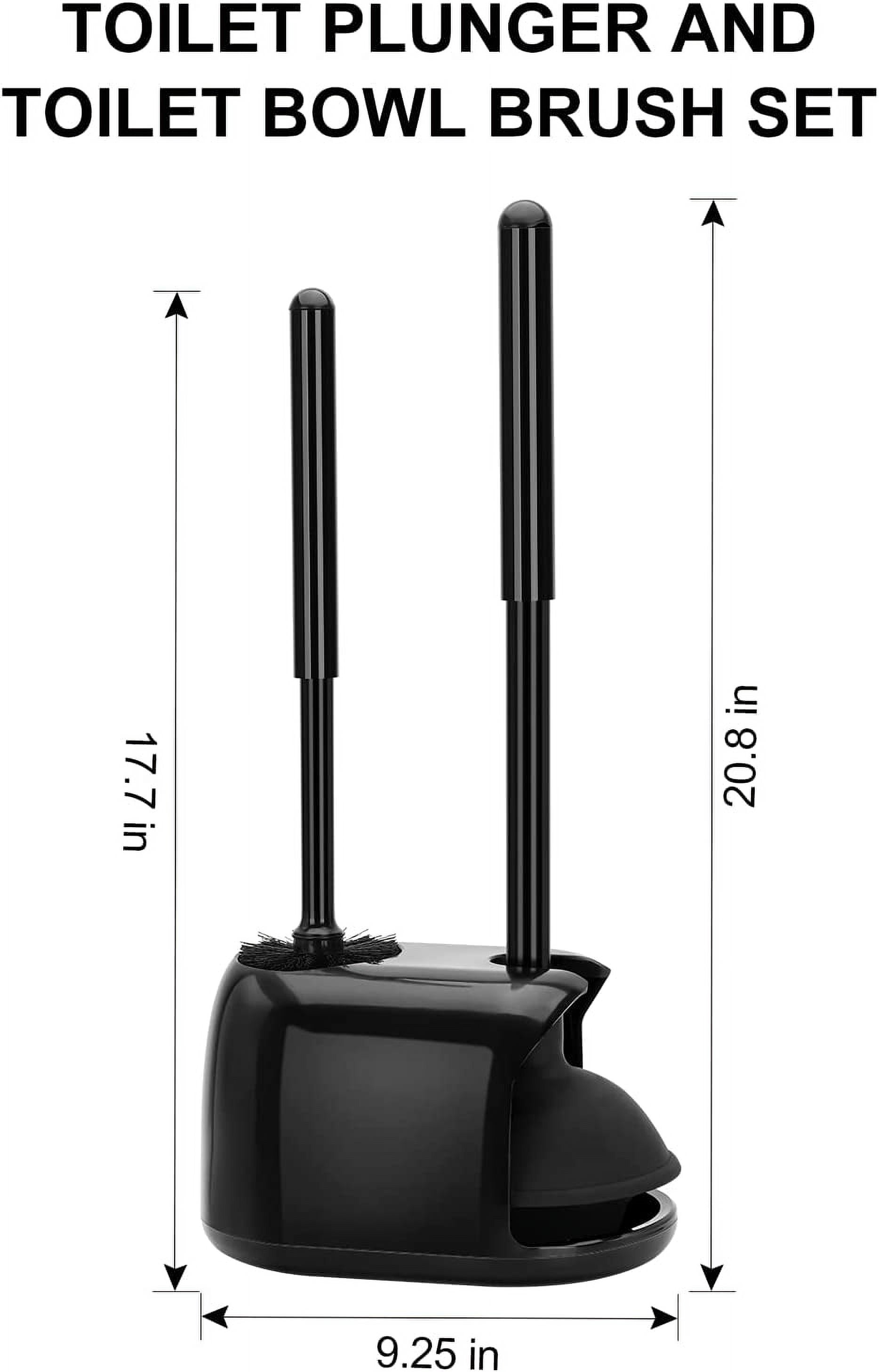 RGHJAR-Toilet Brush and Plunger Set, Semi-Hidden Toilet Plungers Heavy Duty Toilet Bowl Brush and Holder for Bathroom Toilet Plunger and Brush Set for Deeply Cleaning - Black