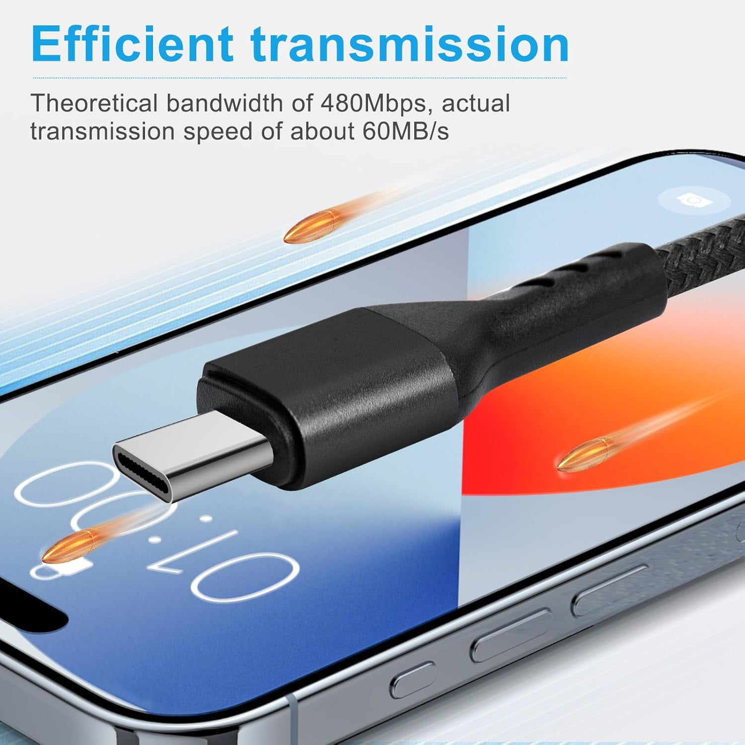 RGHJAR-USB Charging Cable Set, 3-Meter Micro USB and Type-C Cables, with Anti-Interference Rings, Supports Data Transfer and Fast Charging, 2-Pack