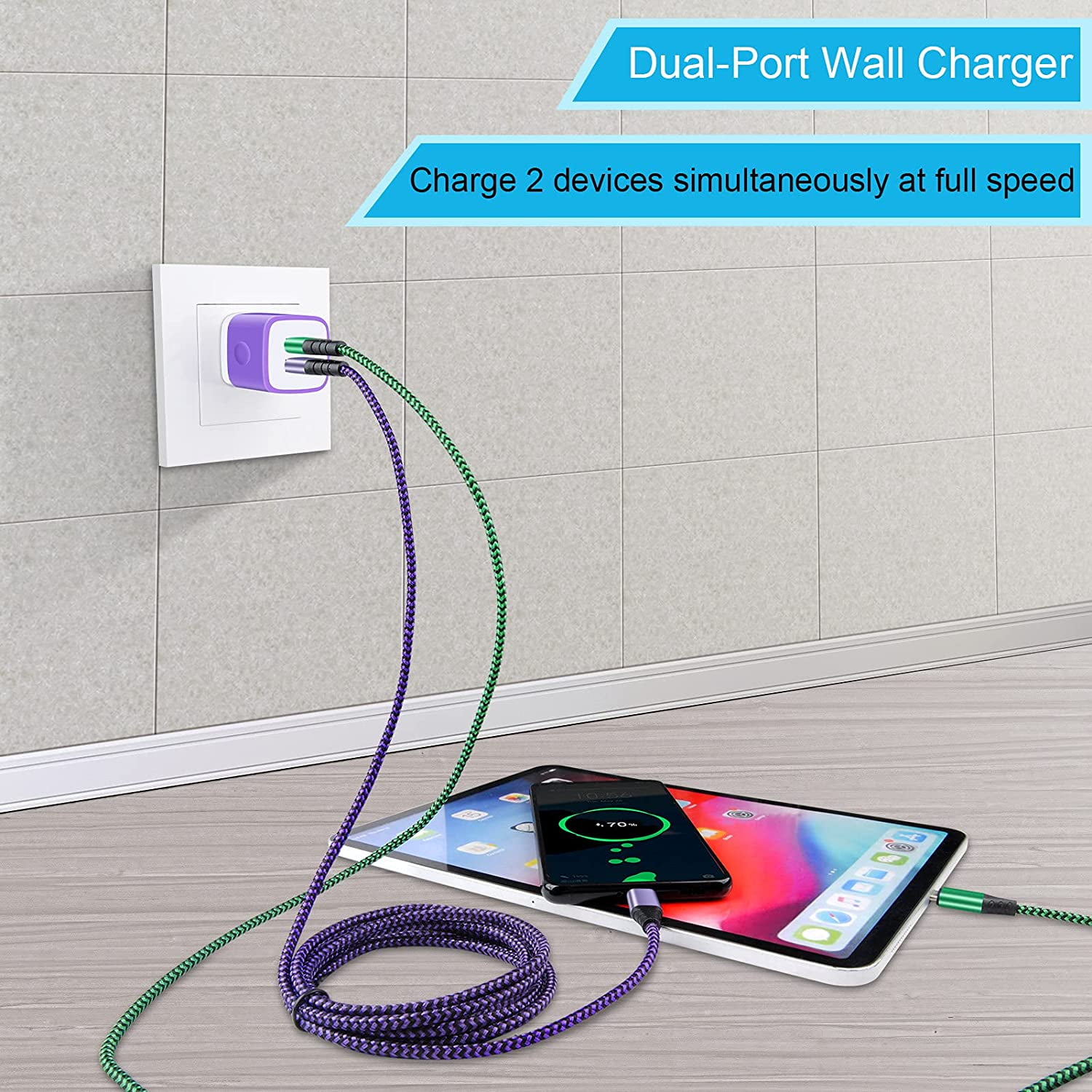 RGHJAR-USB Type C Charger Dual Port Samsung Wall Charger Plug Fast Charging Block with 2Pack 6Ft C Cord for Samsung Galaxy A14 A54 S24 S23 S22 S21 S20 A15 A25 iPhone 15 Pro Max,Google Pixel 8 7 6 Pro