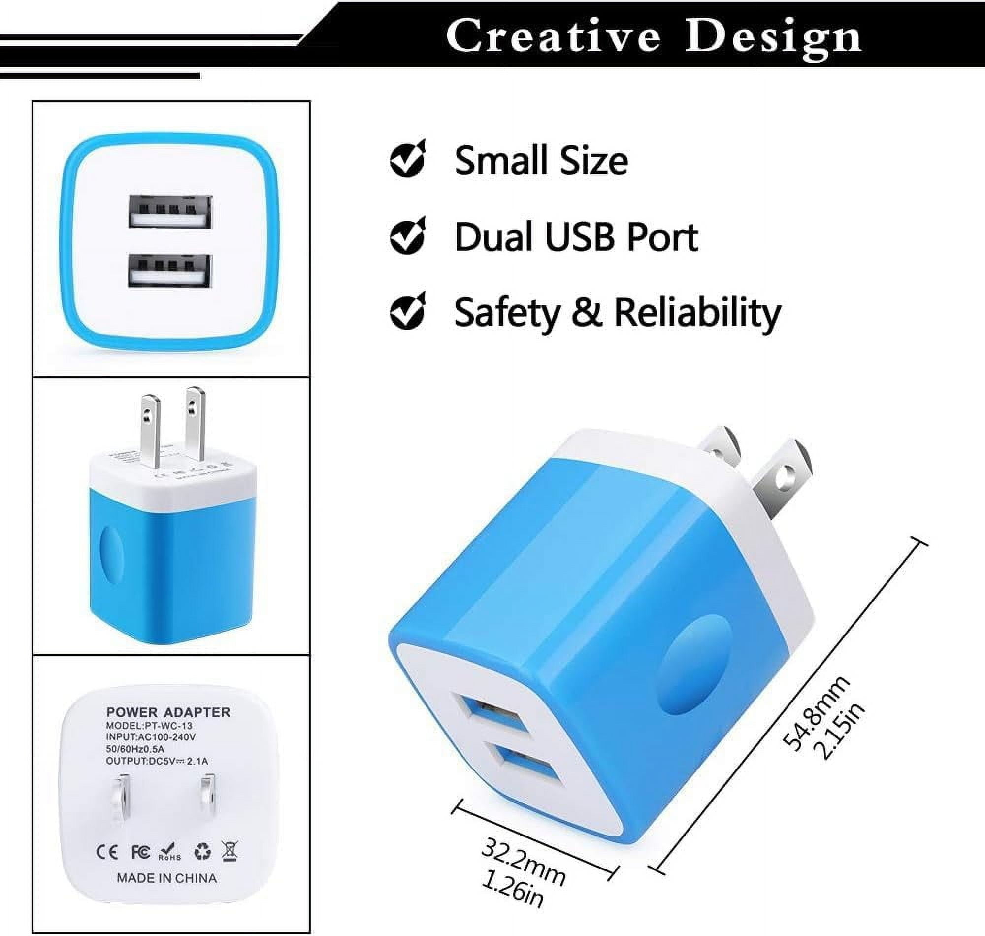 RGHJAR-USB Wall Charger,Charging Block,5Pack 2.1A Wall Plug Power Cube Brick Charger Adapter Compatible with iPhone 17 16 15 14 13 12 11 Pro Max/Xs/XR/8/7/6 Plus,Samsung Galaxy S23 S22 S21 S20 A10e A