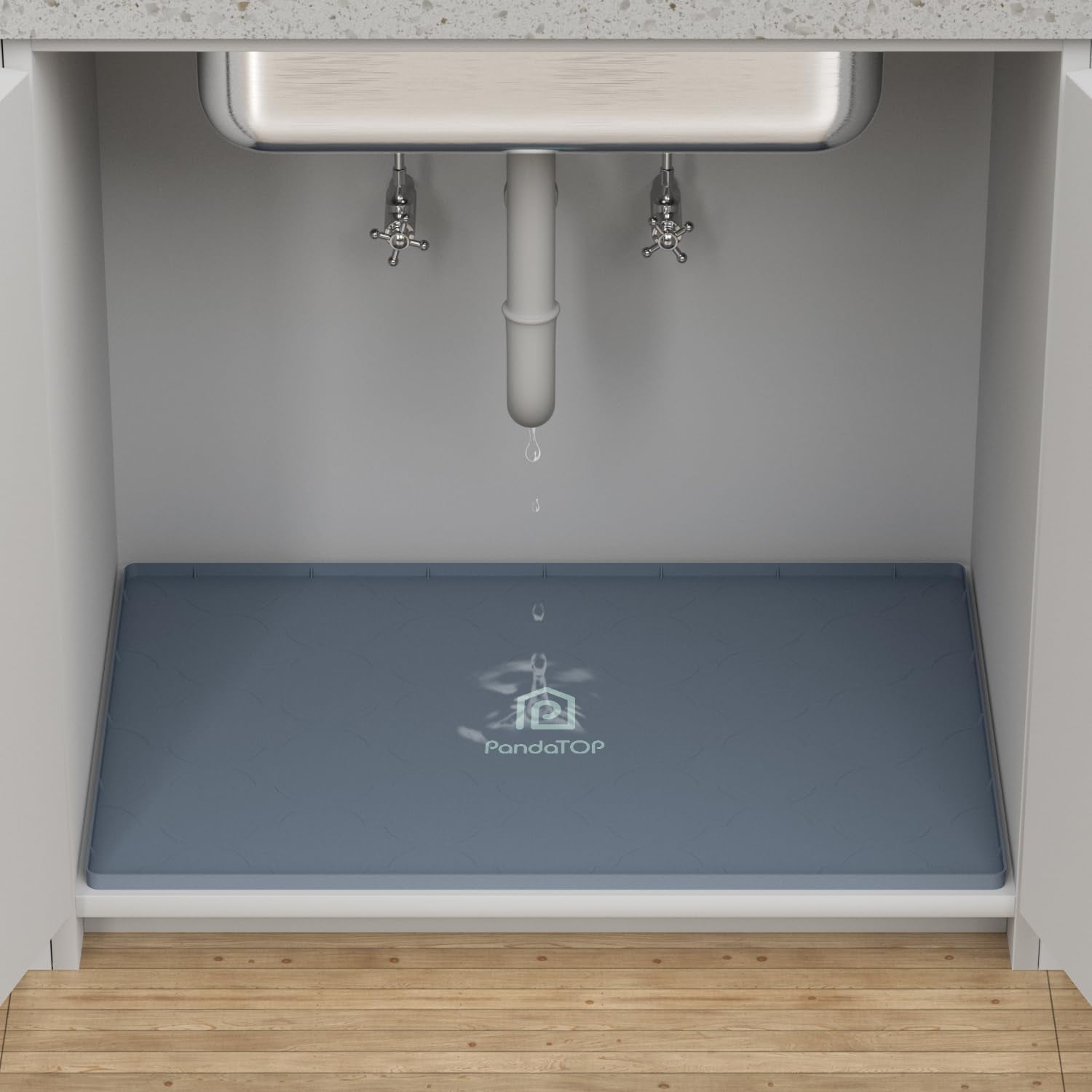 RGHJAR-Under Sink Mat, 28" x 22" Silicone Kitchen Cabinet Tray, Waterproof & Flexible Under Sink Liner for Kitchen Bathroom and Laundry Room