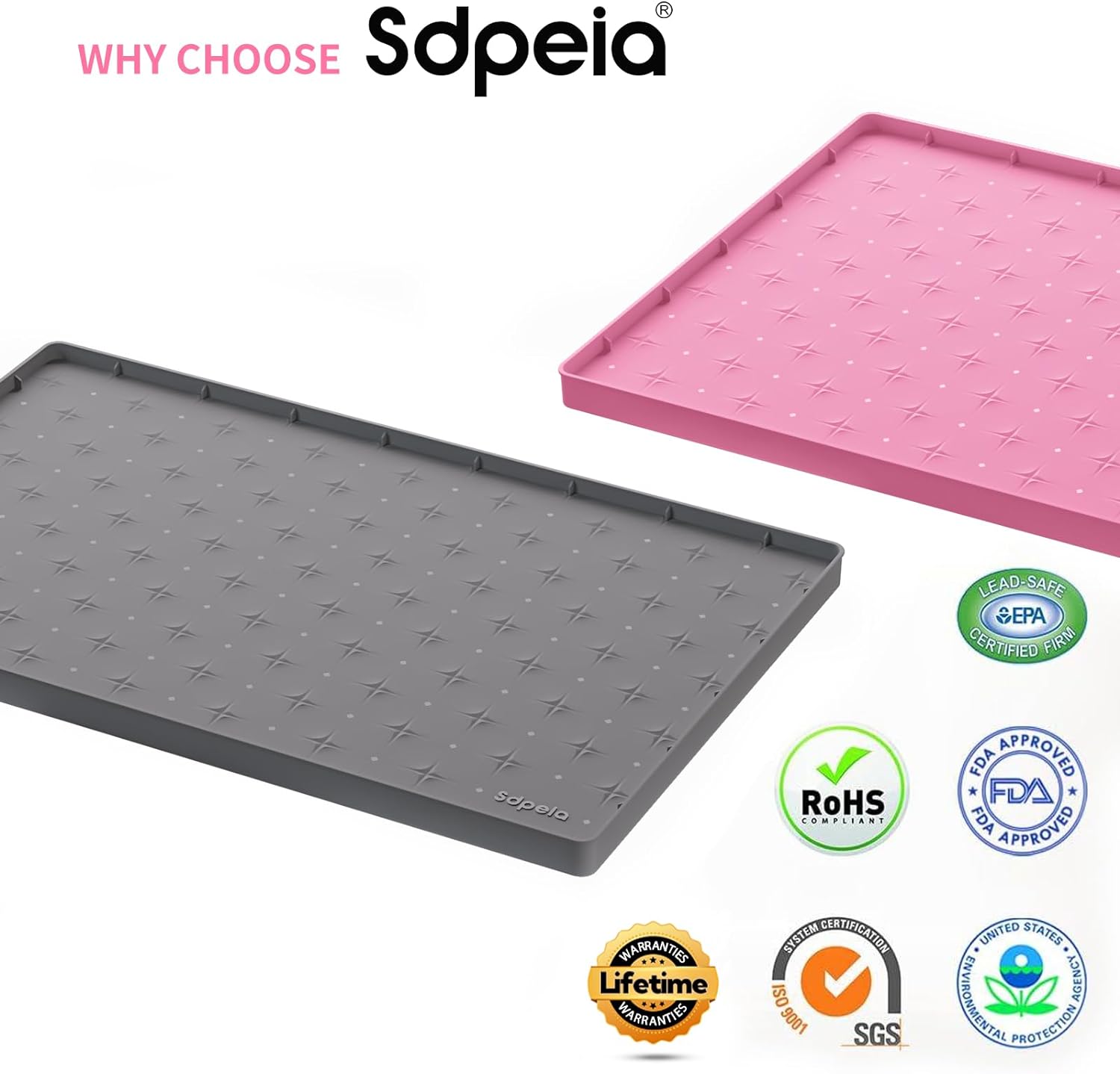 RGHJAR-Under Sink Mat 34"×22" Waterproof Silicone Cabinet Liner & Sink Protector for Kitchen & Bathroom, Multi-Purpose Organizers Tray for Pets, Laundry, Cat Litter Mat, Gray