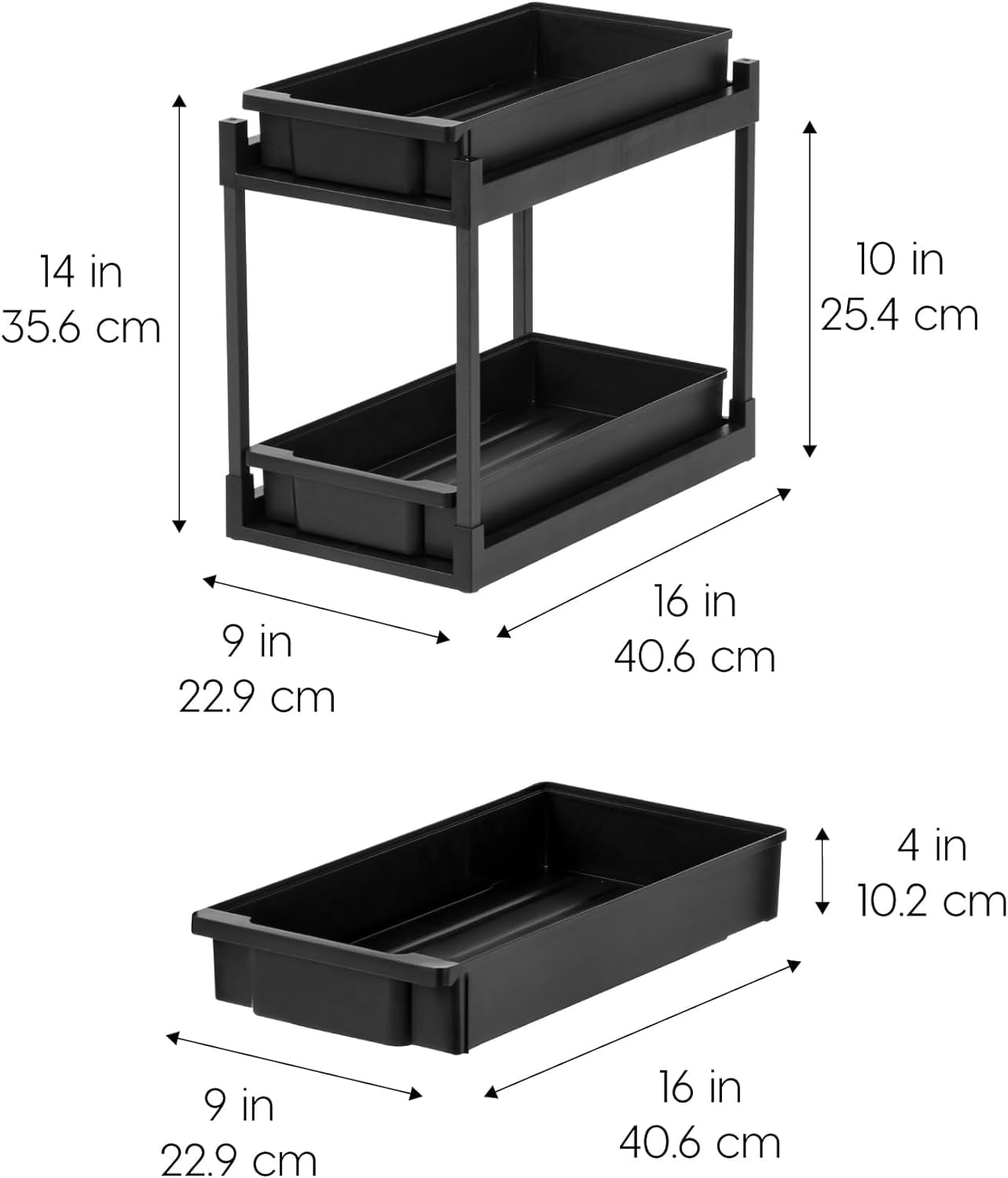 RGHJAR-Under Sink Organizer, Bathroom Organizers and Storage, Pull Out Under Cabinet Kitchen Shelf Pantry Under Counter, Cleaning Supplies, Vertical Spice Rack Slide Out Drawers, Easy Assembly