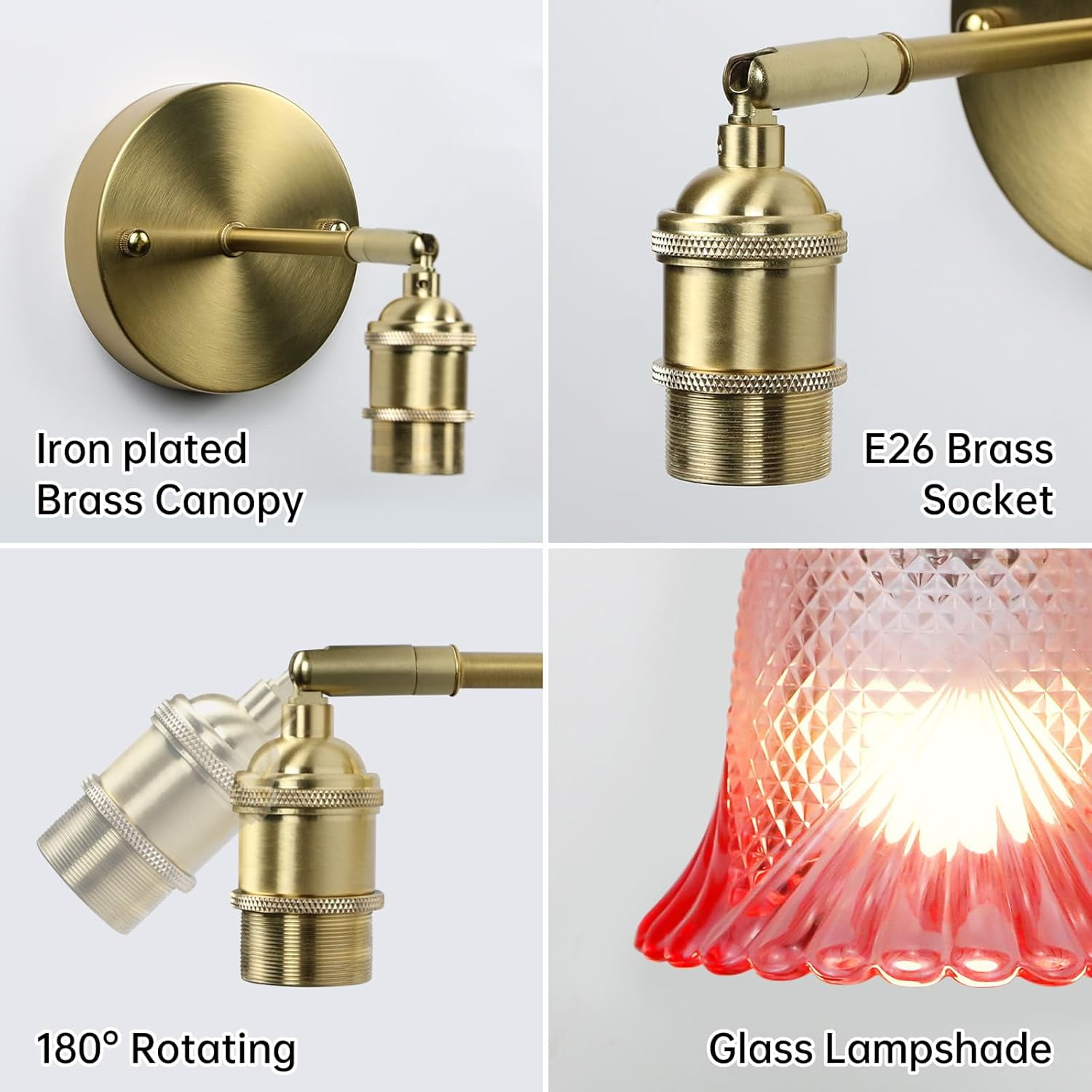 RGHJAR-Vintage Battery Operated Wall Sconce, with Rechargeable Battery Powered Wall Light with Remote Control for Bedside Bedroom