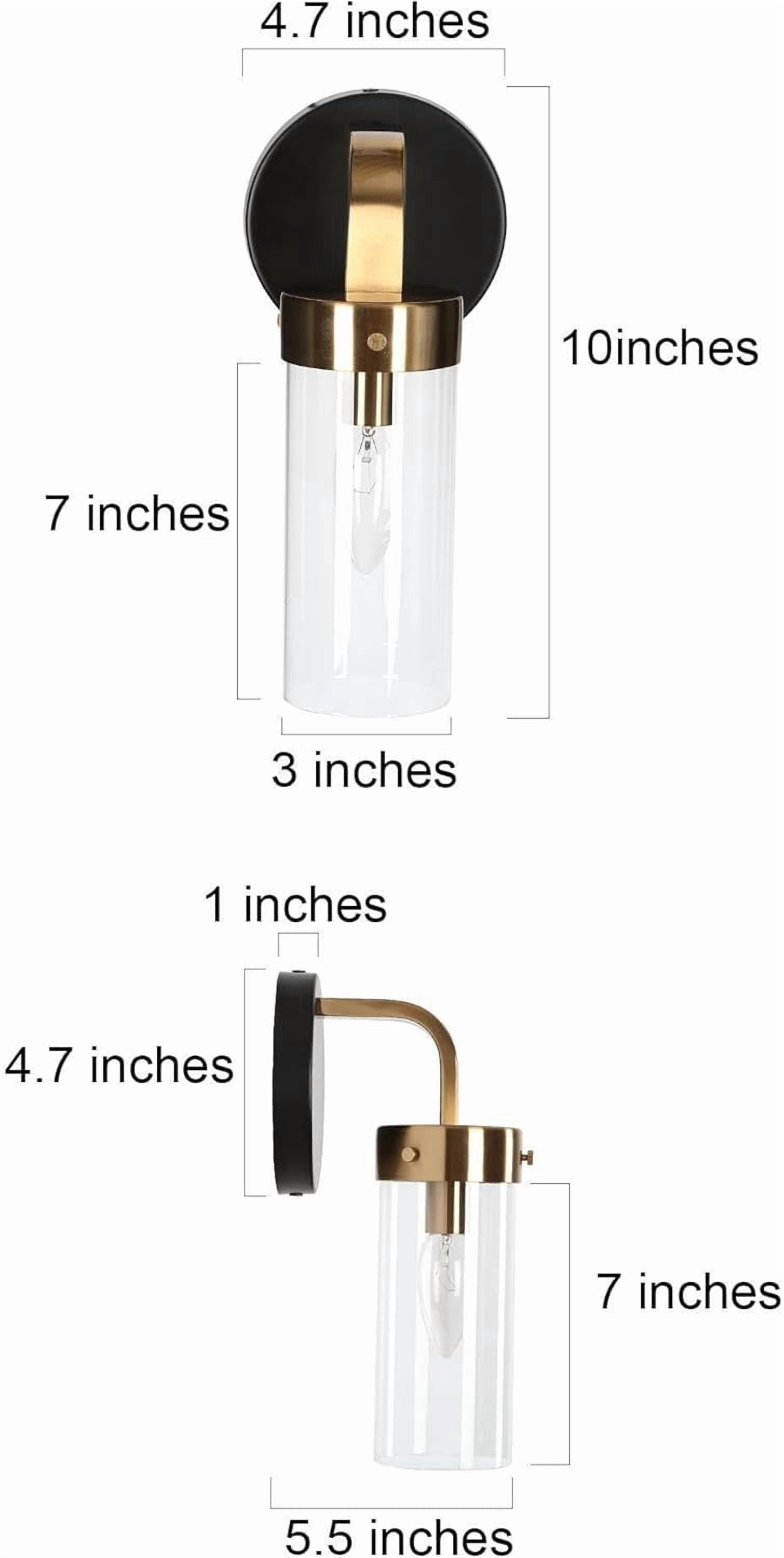 RGHJAR-Wall Sconces, Black and Gold Wall Lights for Bedroom, Modern Glass Bathroom Wall Lamps for Living Room, Hallway