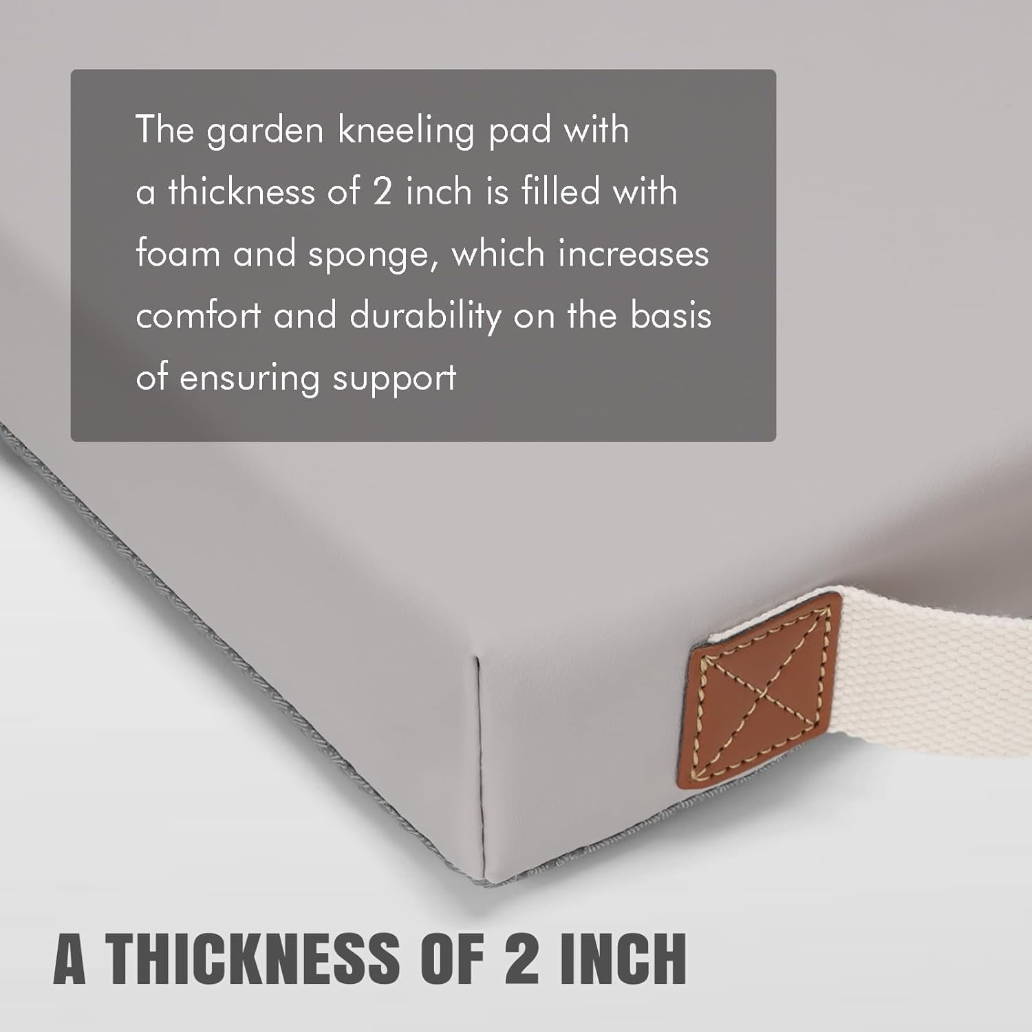 RGHJAR-Waterproof Garden Kneeling Pad - 2" Thick Soft Foam Kneeling Mat for Gardeners with Handle & Removable Cover, Knee Support for Bathing, Grey