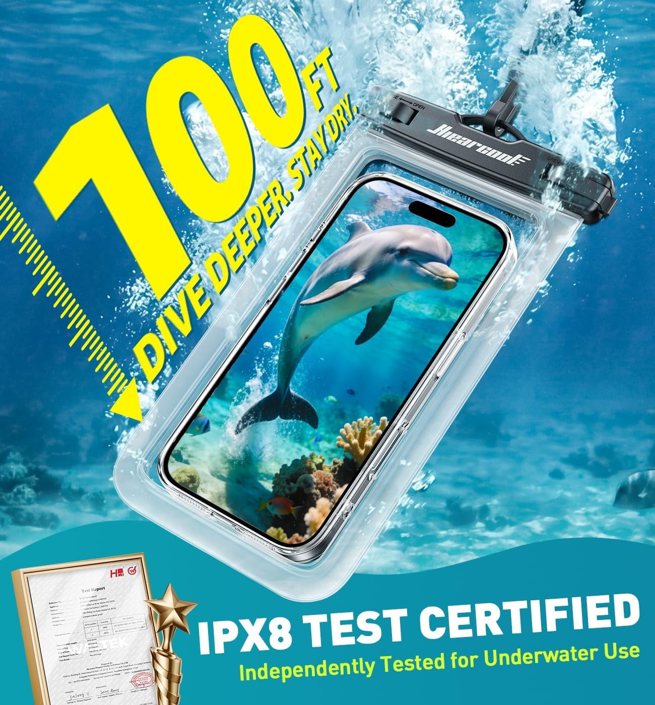 RGHJAR-Waterproof Phone Pouch, Waterproof Phone Case, IPX8 Cellphone Dry Bag Compatible for iPhone 17 16 15 14 13 Pro Max Plus Cellphone Up to 8.3", Beach Essentials for Travel-Clear-4Pack