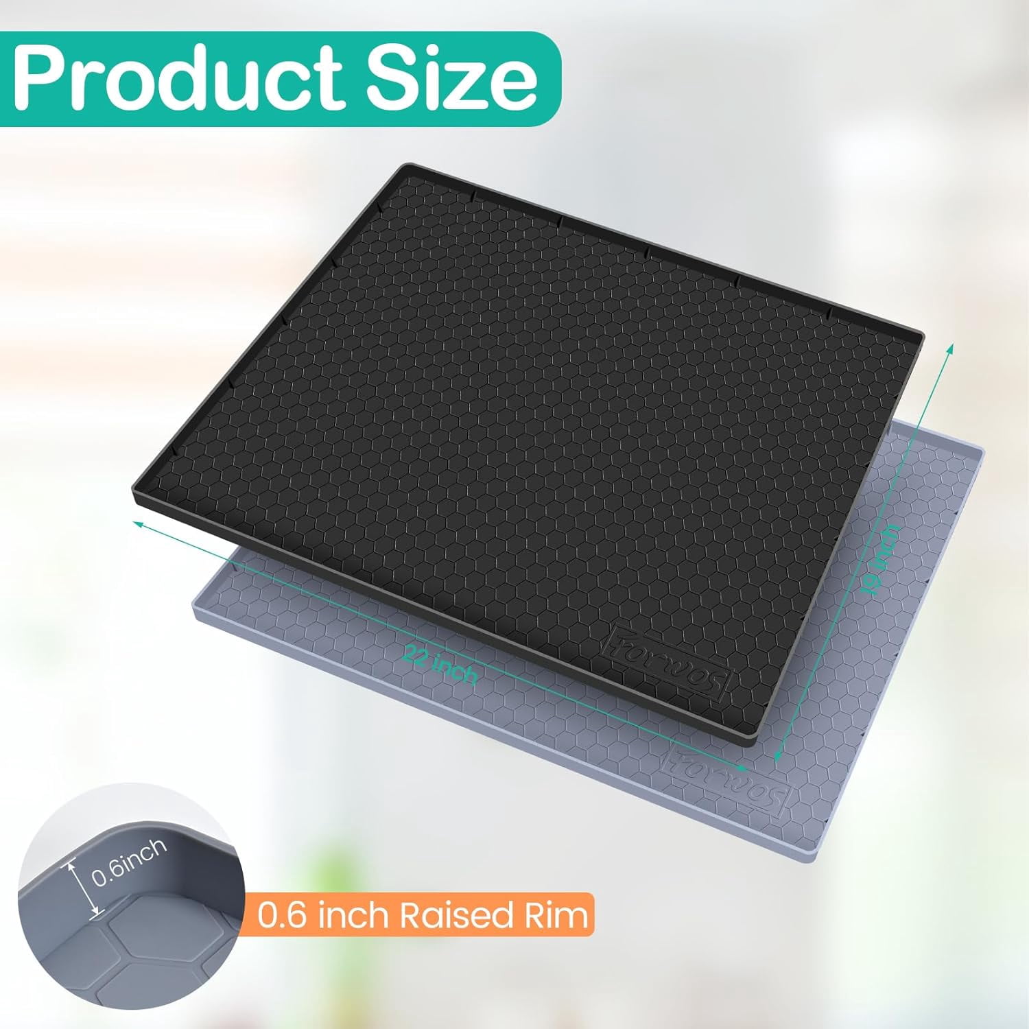 RGHJAR-Waterproof Under Sink Mat 22" x 19", Silicone Cabinet Liner, Rubber Protector for Kitchen and Bathroom, Keeps Cabinets Clean, Dry, and Organized (Black)