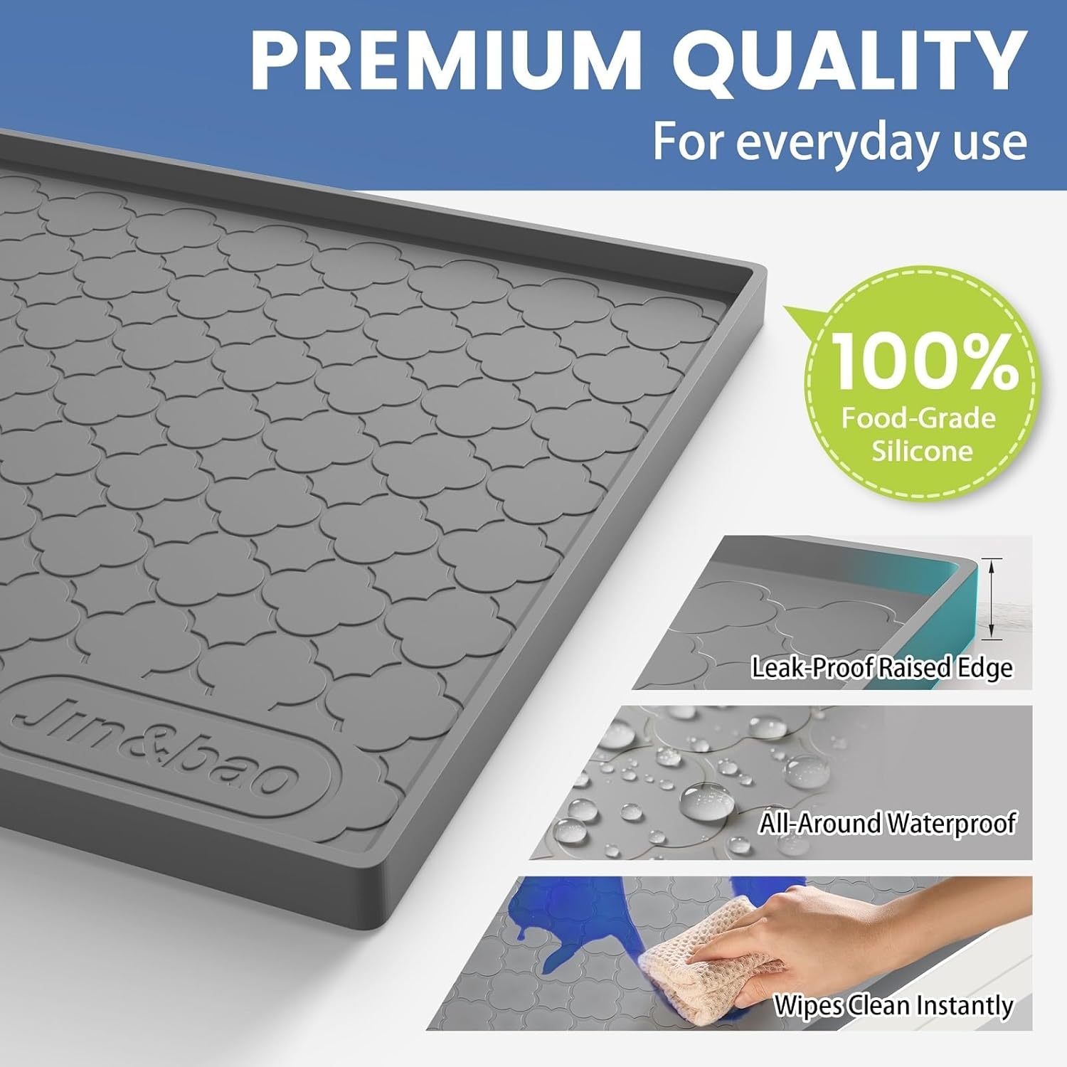 RGHJAR-Waterproof Under Sink Mat 34" x 22", Thick Silicone Mat Cabinet Protector for Kitchen and Bathroom, Shelf Liner, Home Organizer and Storage, Multipurpose Tray for Gadgets and Essentials