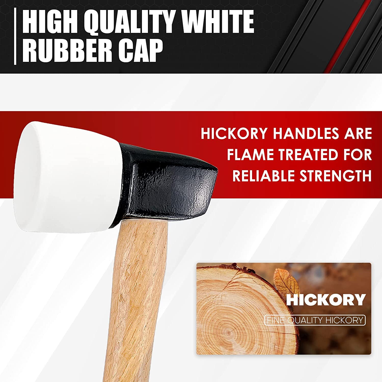 RGHJAR-White Rubber Flooring Mallet with Replaceable Head,Non-Marring Head, Wood Handle, 1 Replacement head