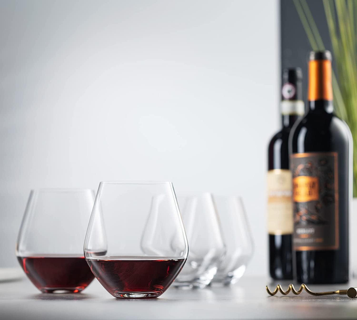 RGHJAR-Wine Glasses, Stemless Wine Glasses, Red Wine Drinking Glasses, Stemless Wine Glass - 17oz, Set of 4 - Made in Europe