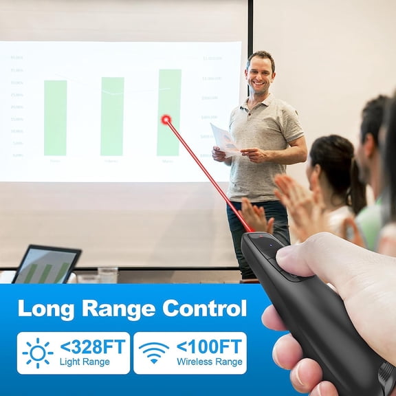 RGHJAR-Wireless Presentation Clicker PowerPoint Presenter Remote : USB Type C Clicker with Red Laser Pointer Long Range PPT Control -Power Point Google Slide Advancer for Mac Laptop PC Computer Keyno