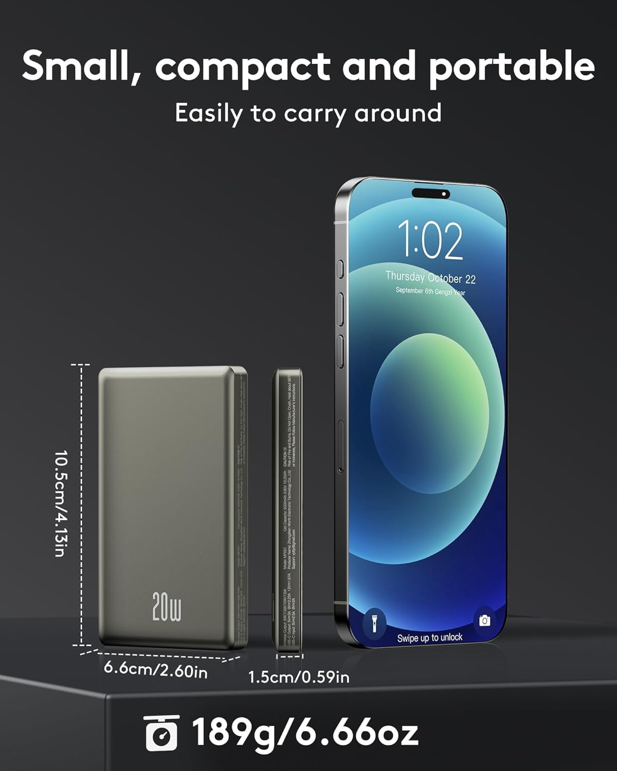 RGHJAR-for Magsafe Battery Pack, 10000mAh Slim Wireless Magnetic Power Bank with USB C Charging, Travel Essential for Magsafe Portable Charger Compatible with iPhone 17/16/15/14/13/12 Serie