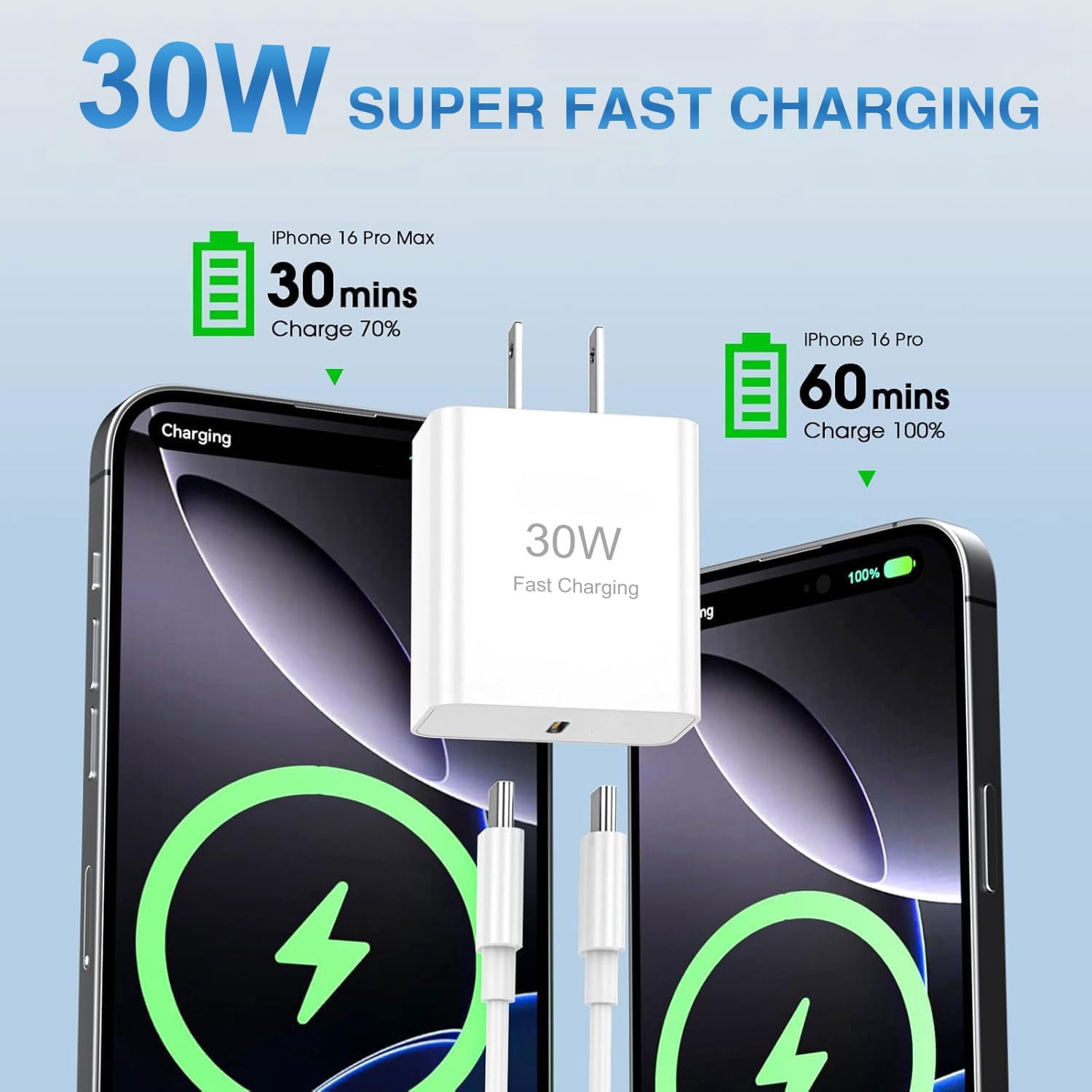 RGHJAR-i Phone 17 Charger, 30W USB C Charger, 3Pack Type C Fast Wall Charge Power Adapter with 6FT USB-C to C Cable for i Phone 17 Pro Max/17 Pro/16/16Pro/16ProMax/15 Plus/15 Pro Max/S25