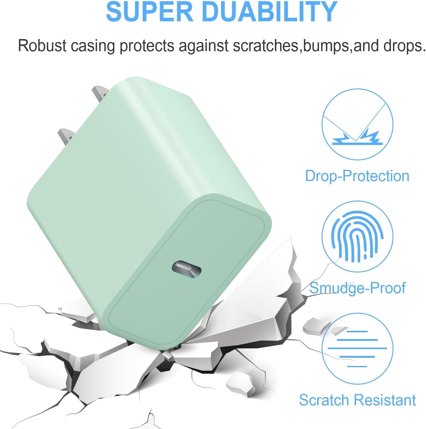 RGHJAR-iPhone 17 Charger Block, USB C Charger Block 20W Type C Wall Charger for iPhone 17/17 Air/17 Pro/17 Pro Max, 16 15 14 13 12 11, iPad, Google, Samsung and More Fast Charging Power Adapter - Gre