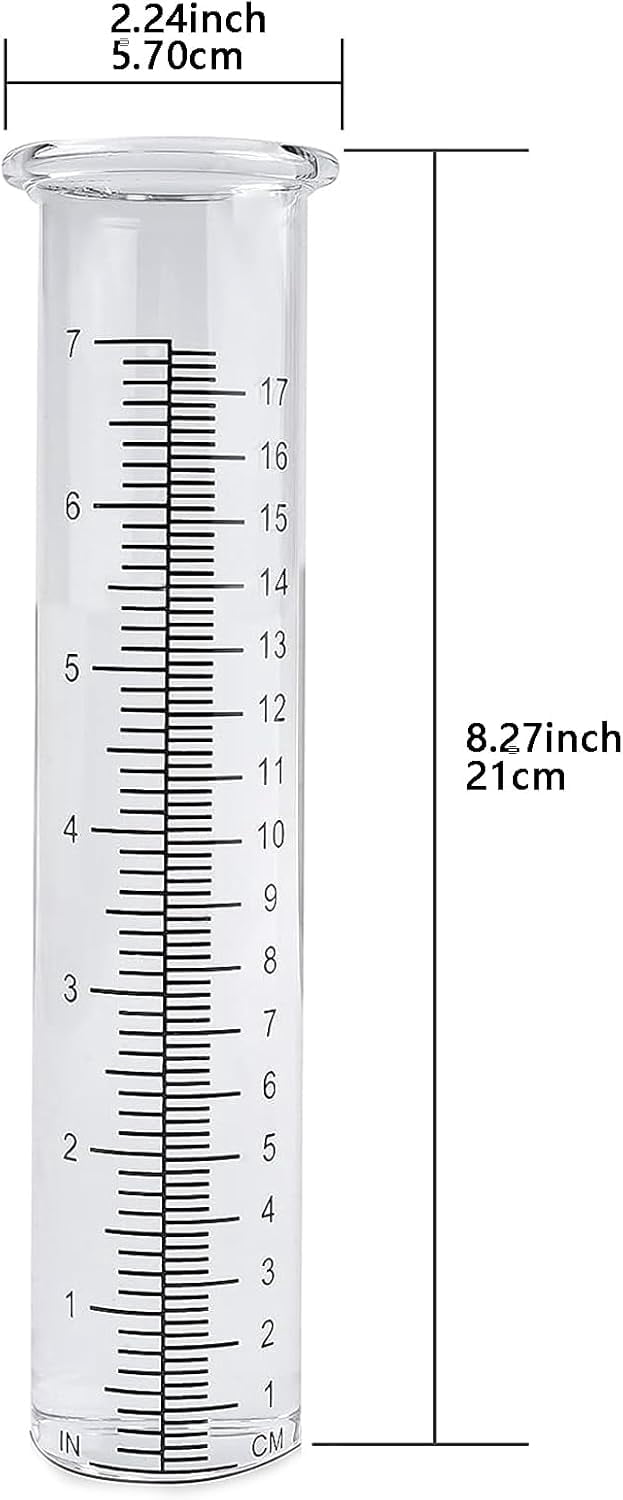 RGHJAR-rain Gauge Tube 7-Inch Scale rain gauges Replacement Tube Glass rain gauges Outdoors Easy-to-Read Scale rain Gauge Outdoor Yard（Pack of 2）