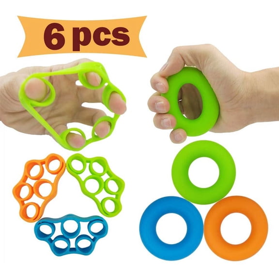 RGISHOP Finger Strengthener and Hand Grip Set, Silicone Rubber, 6-Piece