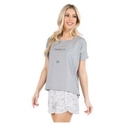 RGM CLOTHING Women Brushed Hacci Super-Soft Female Short Sleeve Pajamas Set Gray Size Small