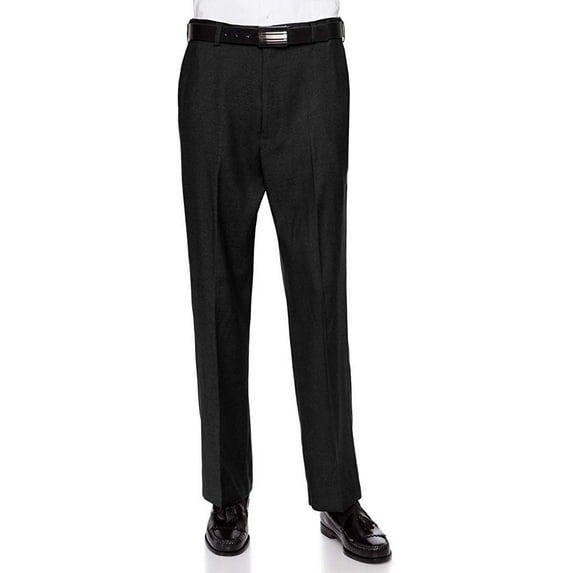 RGM Dress Pants for Men Slim fit Modern Flat-Front - Formal Business Wrinkle Free No Iron Black-Expandable 48W x 30L-Slim