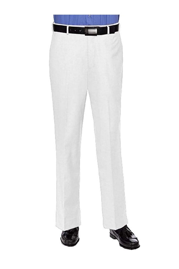 Dress Pants for Men Slim fit Modern Flat-Front - Formal Business Wrinkle Free No Iron White 58 Medium