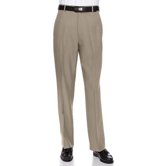 RGM Men's Flat Front Dress Pant Modern Fit - Perfect For Office, Business and Every Day! Tan 46W x 32L