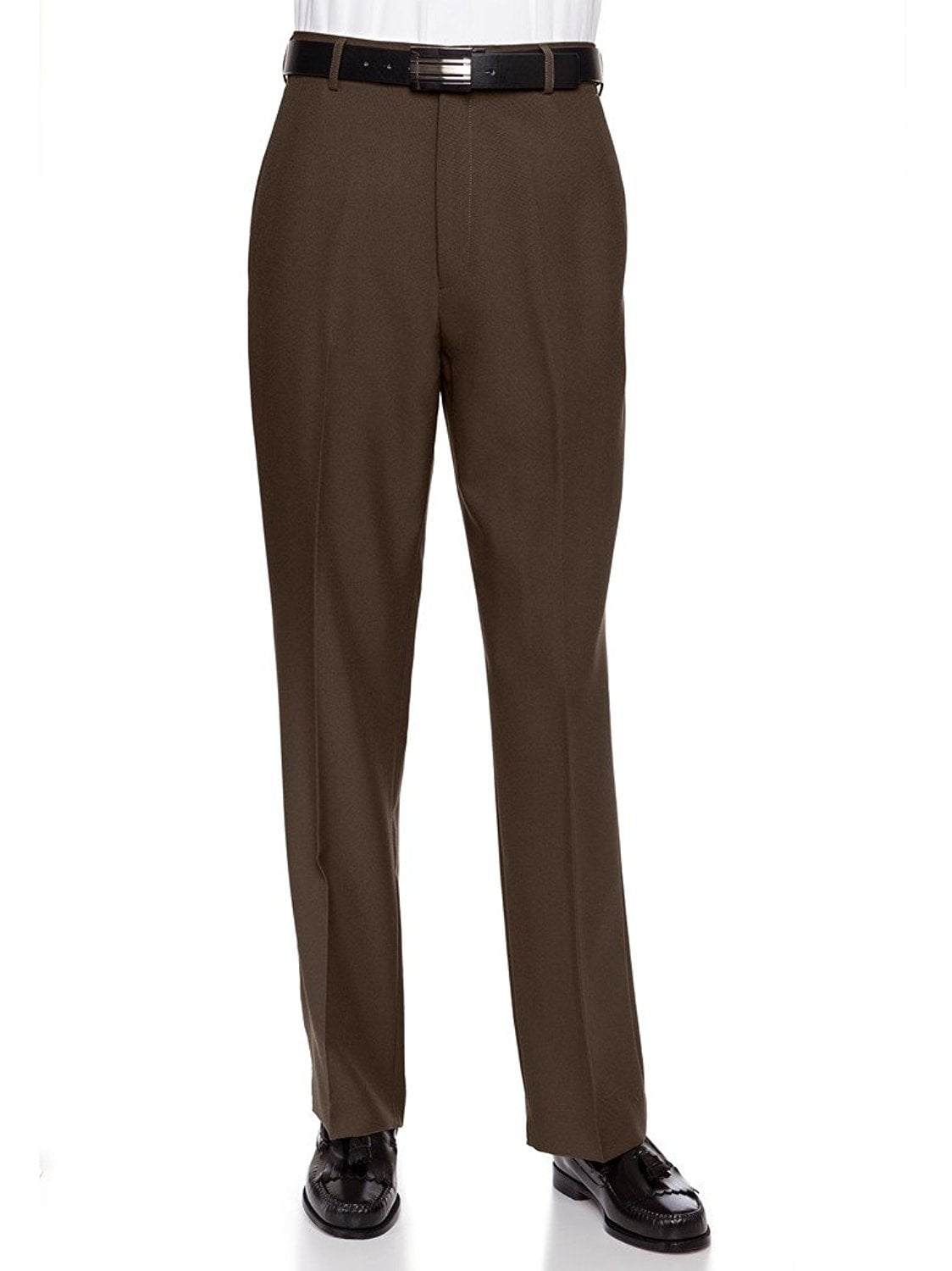 Men's Black Classic Regular Fit Flat Front Dress Pants main image 0