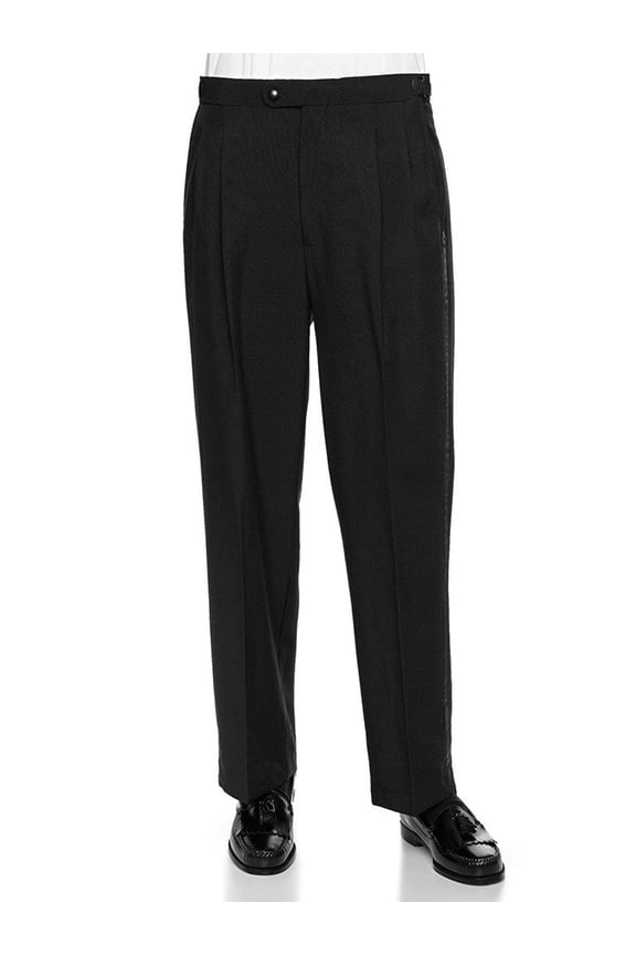 Men's Tuxedo Pants Pleated Front With Side Satin Stripe