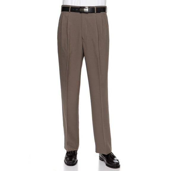 RGM Men's Work To Weekend Pleated Front Dress Pant Finished Hem With No Cuff