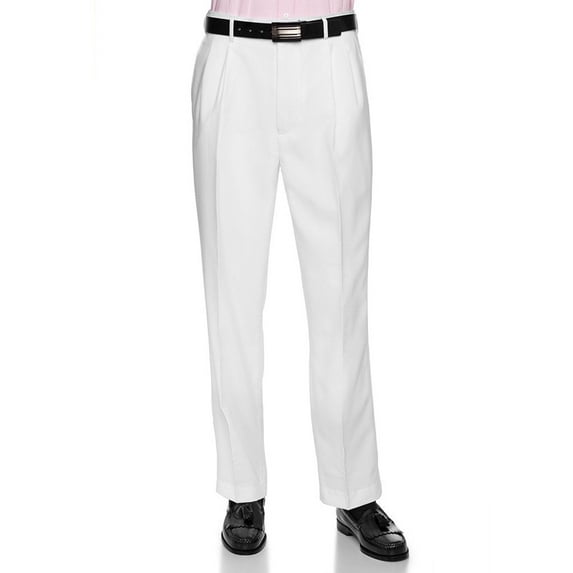 RGM Men's Work To Weekend Pleated Front Dress Pant Finished Hem With No Cuff