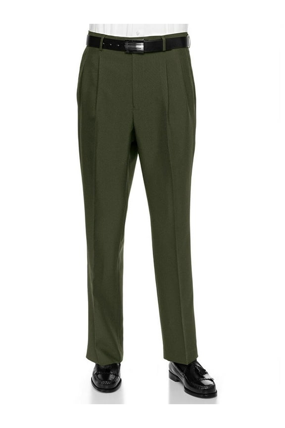 Men's Work To Weekend Pleated Front Dress Pant Finished Hem With No Cuff