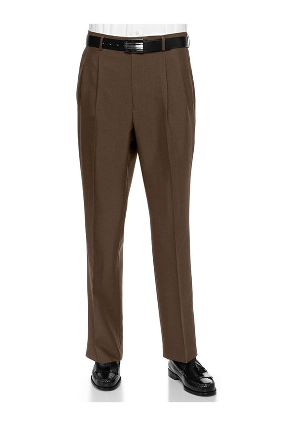 Men's Work To Weekend Pleated Front Dress Pant Finished Hem With No Cuff