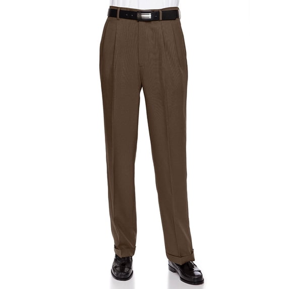 RGM Men's Work to Weekend Pleated Front Dress Pant Brown-Microfiber 30 Medium