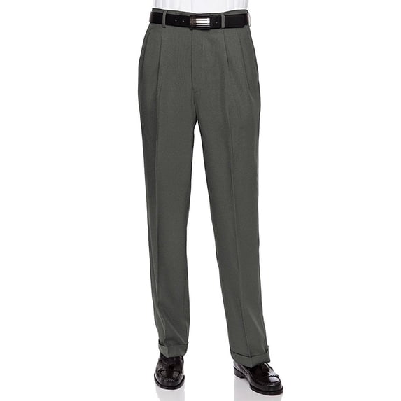 RGM Men's Work to Weekend Pleated Front Dress Pant Charcoal-Microfiber 31 Long