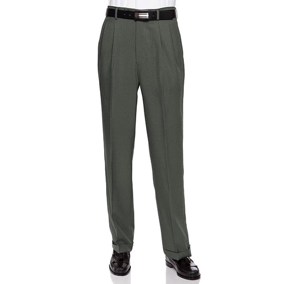 RGM Men's Work to Weekend Pleated Front Dress Pant Olive-Microfiber 34 Short