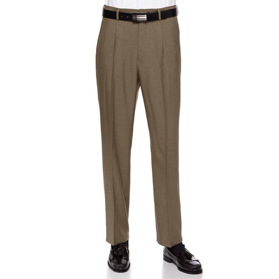 RGM Mens Dress Pants, Formal and Work Slacks for Men - Pleated Front Cuffed Hem Loden 44 Short